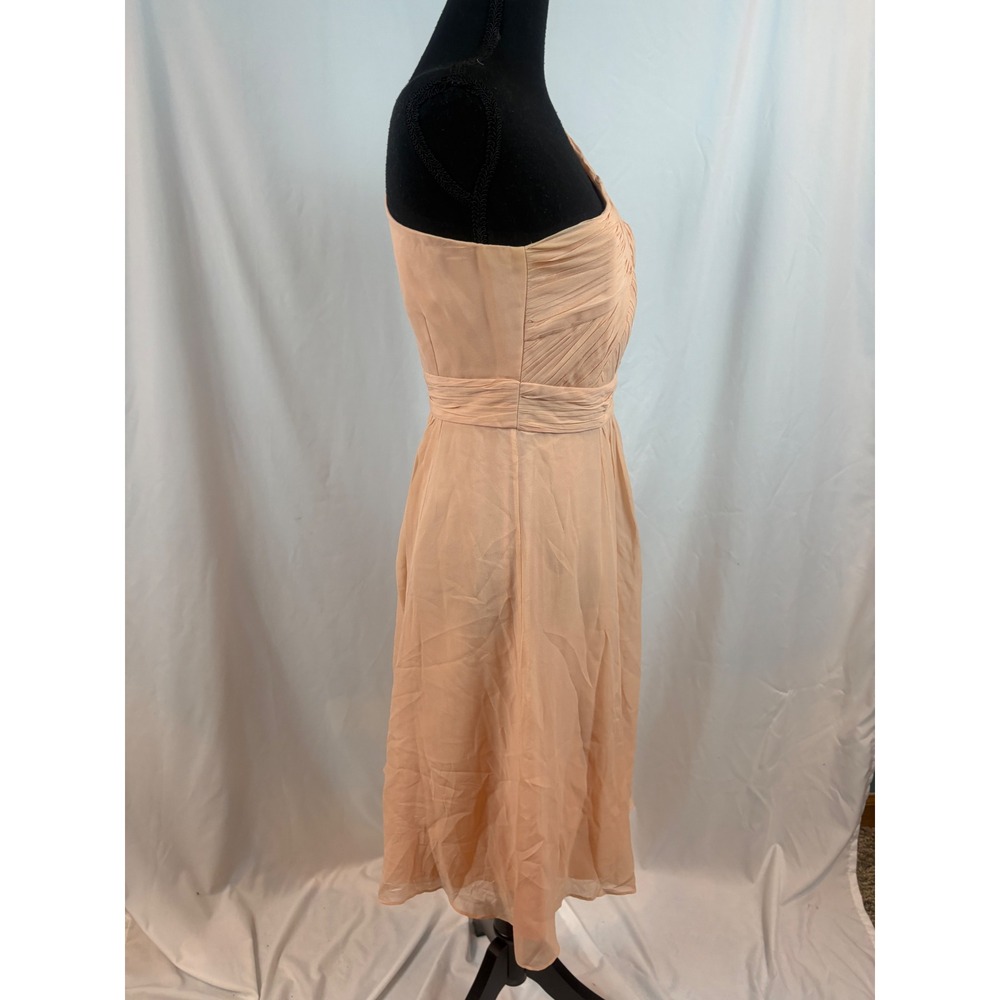 Ann Taylor Peach Silk One Shoulder Pleated Cocktail Dress Size 4 Wedding Guest - Picture 12 of 12